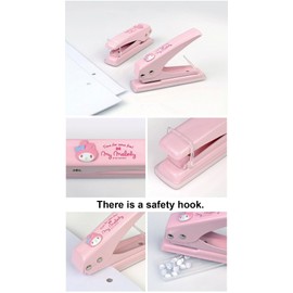LENITH Animal Character Mymelody One Hole Punch, Hole Puncher, Low Force, 16 Sheet Punch Capacity Pink Rabbit