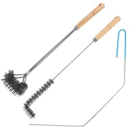 3 pcs Stainless Steel Fryer Cleaning Tools, Including L-Shaped Fryer Cleaning Brush Kitchen Fryer Cleanout Rod Long Handle Deep Fryer Basket Cleaning Brush Kitchen Restaurant Accessories