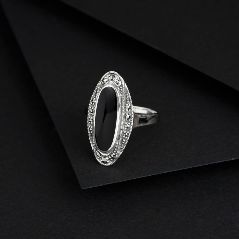 Gemondo USA Anillo de plata de ley con ónix negro