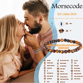 Gkmamrg Men's Bracelet Partner Gift for Him Boyfriend – Morse Code I Love You Gifts for Men Leather Bracelet Anniversary Gift for Him Wedding Anniversary Gifts for Boyfriend for Valentine's Day,