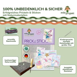 mikiprojekt® 2-in-1 Pricking Needle Set Children Including Embroidery Pictures and Simple Instructions Success I Safe Pricking & Embroidery Made of Safe Material I Pricking Set