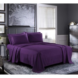 Bed Sheets - Full Sheet Set [6-Piece, Purple] - Hotel Luxury 1800 Brushed Microfiber - Soft and Breathable - Deep Pocket Fitted Sheet, Flat Sheet, Pillow Cases