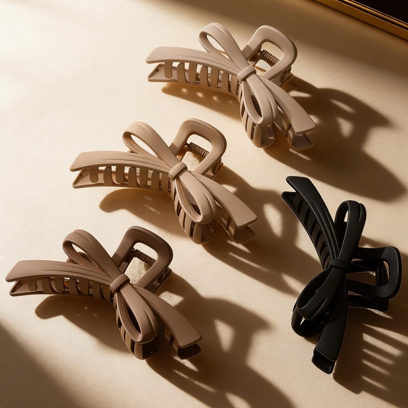 4 Pack Bow Claw Hair Clips, Large Non-Slip Clips for