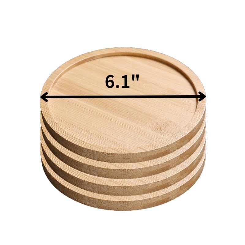 ROLUXENTIA 4 Pcs Bamboo Wooden Trivets - 6 Inch Heat