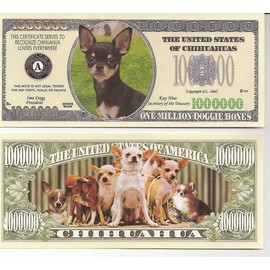American Art Classics Chihuahua Million Dollar Novelty Bill Collectible - Collectible Novelty Million Dollar Bill in Currency Holder - Fun Gift for Chihuahua Lovers
