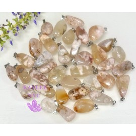 Wholesale Lot 36 Pcs Natural Flower Agate Crystal Pendant Healing Energy