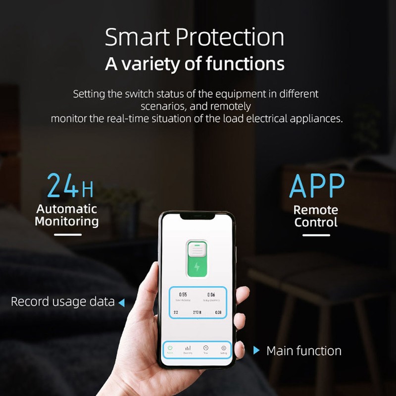 Smart WiFi Circuit Breaker with Metering Remote Control Timer Home