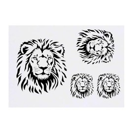 Azeeda 4 x 'Löwenporträt' Temporäre Tattoos - Wasserfest, Hautfreundlich & Ungiftig · Transfers in Verschiedenen Größen (TO00082748)