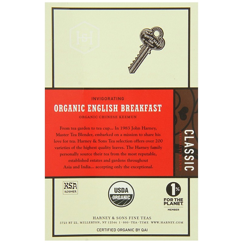 Harney & Sons Organic English Breakfast | 20 Wrapped Sachets,