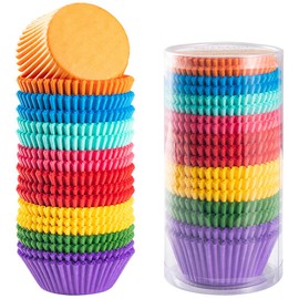GiFBERA Gifbera Bright Rainbow Standard Cupcake Liners Solid Colorful Paper Baking Cups 400-Count