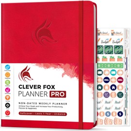 Clever Fox Planner PRO – Weekly & Monthly Life Planner to Increase Productivity, Time Management and Hit Your Goals, 8.5x11″ (Red)