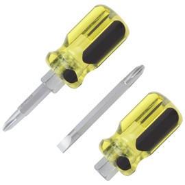 LDEXIN 2Pcs Stubby Screwdrivers, Dual Head Pocket Screwdrivers, Phillips & Slotted Head Screwdrivers for DIY Repairing