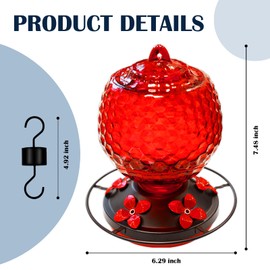 Glass Hummingbirds Feeder for Outdoors Hanging,25 OZ Humming Birds Feeder for Outside,Hummingbird Gifts,Gardening Gifts for Women