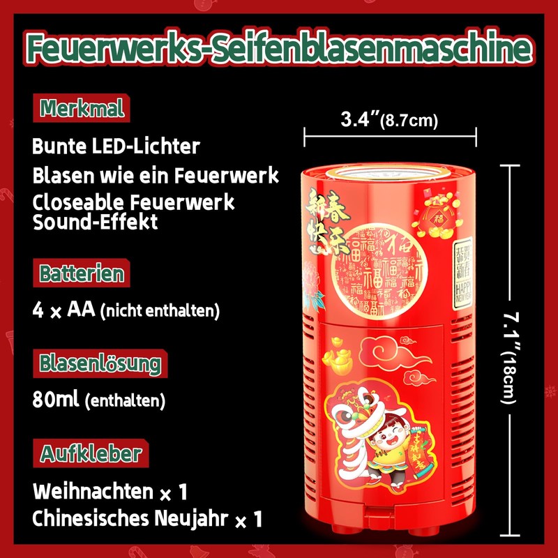 Ivtivfu Fireworks Bubble Machine, Automatic Fireworks Bubble Maker with Lights