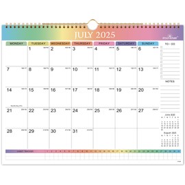 Wall Calendar 2025-2026 - 18 Month Calendar 2025-26 from Jul 25 to Dec 26 with Habit Tracker, Thick Paper and Enough Writing Space, Colourful, 37 x 29 cm