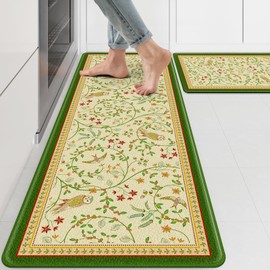 Vintage Farmhouse Kitchen Mats for Floor, Non-Slip, Anti-Fatigue, 2-Piece