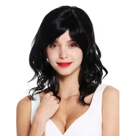 WIG ME UP - 5019-2 Wig Black Like Ebony Half Length Wavy Hair Light Wet Look