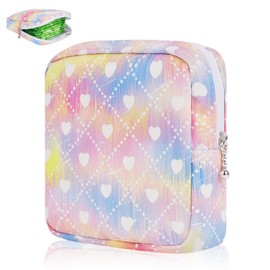 Desing Wish 1 Piece Tampon Storage Tying Bag Period Storage Bag Small Make Up Bag Makeup Bag Travel Cosmetic Bag Women's First Period Set Girls Gift with Zip, Colour: heart, 1 piece, sanitary pads bag