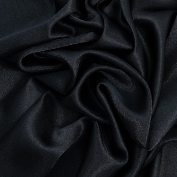 Zelouf Fabrics Charmeuse Black Satin Fabric by The Yard -