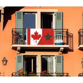 3×5 FT Canada Morocco Flag, Large 100D Canadian Moroccan Friendship National Outdoor Banner,Doube Side Printing Decor For Patio Garden With Brass Gromment