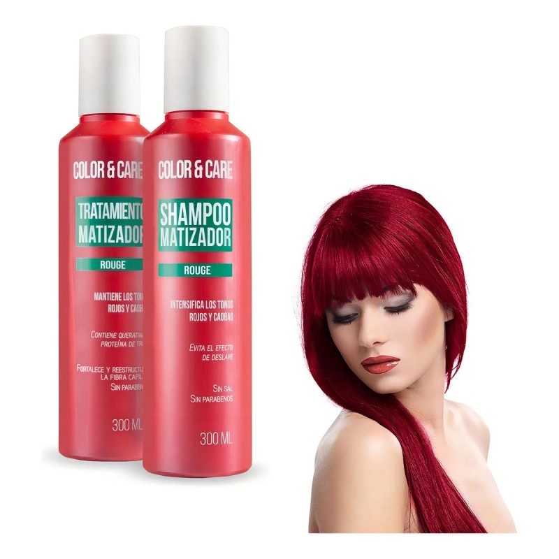 Shampoo Matizador Rojo + Tratamiento Con Keratina Nefertiti