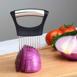 Onion Slicer, Tomato Holder for Slicing, Kitchen Tools & Gadget Stainless Steel All-in-one Onion Holder Vegetable Slicer, Cutting Tool for Fruits, Veg Meat, Meat, Potato, Vegetable Holder