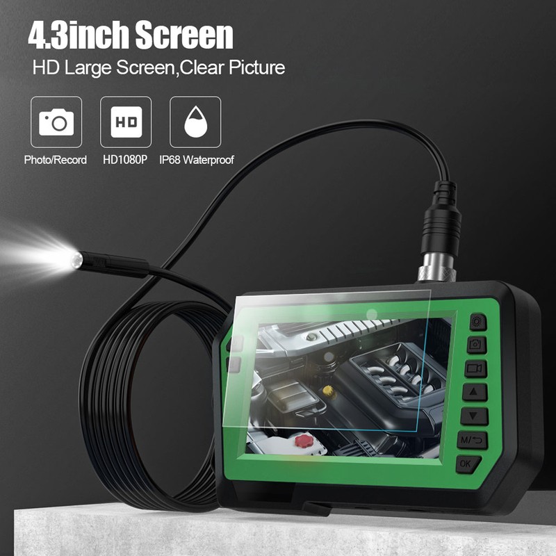 Dual Lens Borescope Inspection Camera 4.3in Screen 6 LED Light