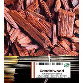 Sandalwood, Frankincense, Egyptian Musk, Mango Butter, Nag Champa, Rain - Premium Choice Natural Incense by Oakland Gardens (100 x Sandalwood Incense)