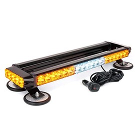 Xprite White Amber LED Rooftop Strobe Flashing Light Bar 21" Double Side High Visibility Emergency Hazard Warning Beacon Lights w/Magnetic Base for Safety Construction Vehicles Trucks Pickup Snowplow