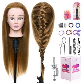 Neverland Beauty & Health 24 inch 50% Real Human Hair Hairdressing Training Head Brown Hairdressing Cosmetology Mannequin Manikin Training Head