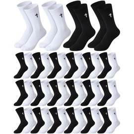Shihanee 24 Pairs Cross Socks for Men Knit Religious Christian Crew Socks for Daily Pastor Clergy Gifts Christian Gifts (Classic Color)