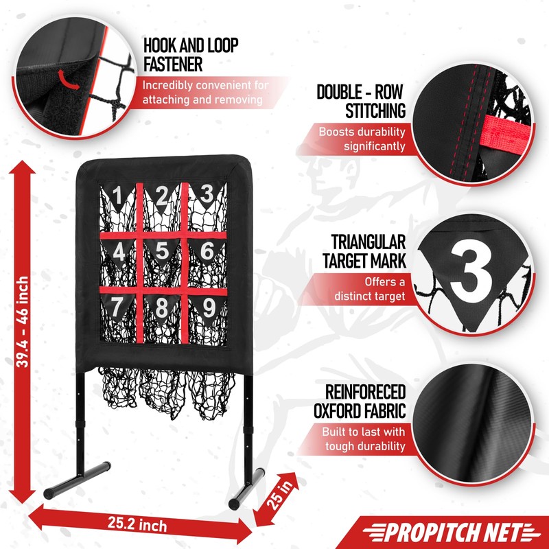 Pitching Net, 9 Hole Baseball Pitching Net with Strike Zone,