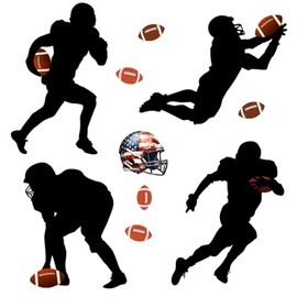 Large American Football Wall Decals Peel and Stick for Boys Bedroom Decor,American Football Player Silhouette Wall Decals,Removable Football Wall Stickers Decor,Football Room Decor Boys Teenagers