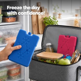 LIVIVO 5-Pack Freezer Block - 200g Slim Ice Packs for Cool Bags - Reusable Cool Blocks, BPA Free Mini Lunch Box Ice Packs for School, Work, Picnics, Travel & Summer Days (Assorted Colours)
