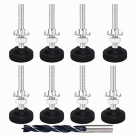 Panexf Adjustment Screws, Pack of 8 Furniture Feet, Adjustable Metal M8 x 85 mm, Adjustable Feet for Furniture, Adjusting Screw with Drive-in Nuts, Lock Nuts and Metal Drills