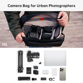 PGYTECH OneGo Solo V2 Camera Sling Bag, 10L Crossbody Camera Bag for Urban Travel Photographers, Mirrorless Camera Bag for Sony/Canon/Nikon/DJI Mavic/Air/Mini/Tripod/Laptop, Green
