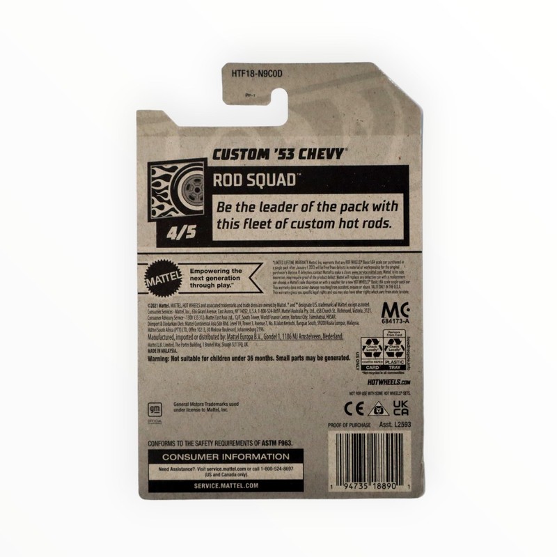 Matchbox Hot Wheels Custom '53 Chevy, Rod Squad 4/5 [Purple]