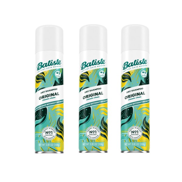 Batiste Dry Shampoo, Original Fragrance, Refresh Hair and Absorb Oil Between Washes, Waterless Shampoo for Added Hair Texture and Body, 6.35 OZ Dry Shampoo Bottle, Pack of 3