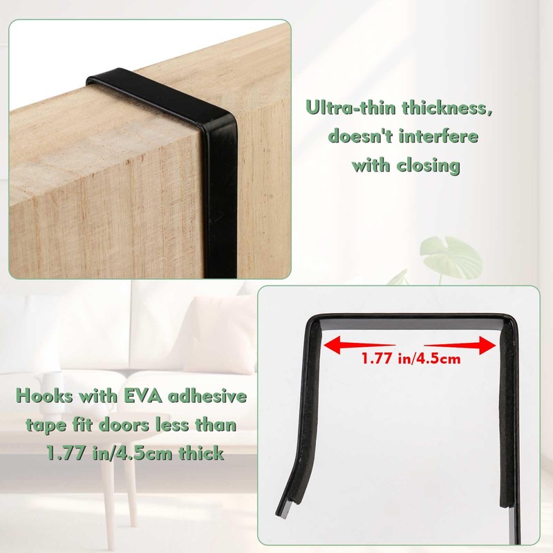 FWUNYVN 2 Pairs Over-The-Door Mirror Hanger, Adjustable Door Mirrors Hook