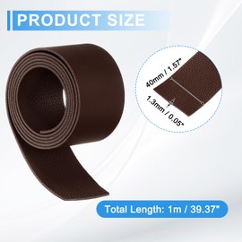 sourcing map Leather Straps, 1.6 Inch Wide 39 Inch Long Soft Flat Leather Strips Cord for Craft Projects Tooling Belt Bag Making, Coffee