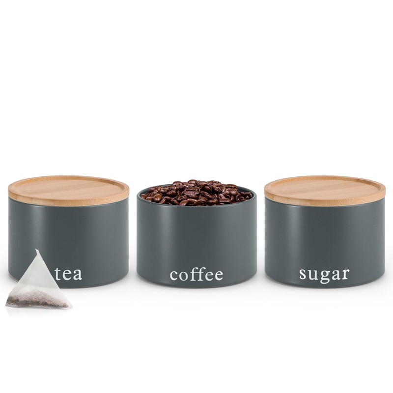 EHC Tea, Coffee, Sugar, Canister Set, Set of 3 Stackable