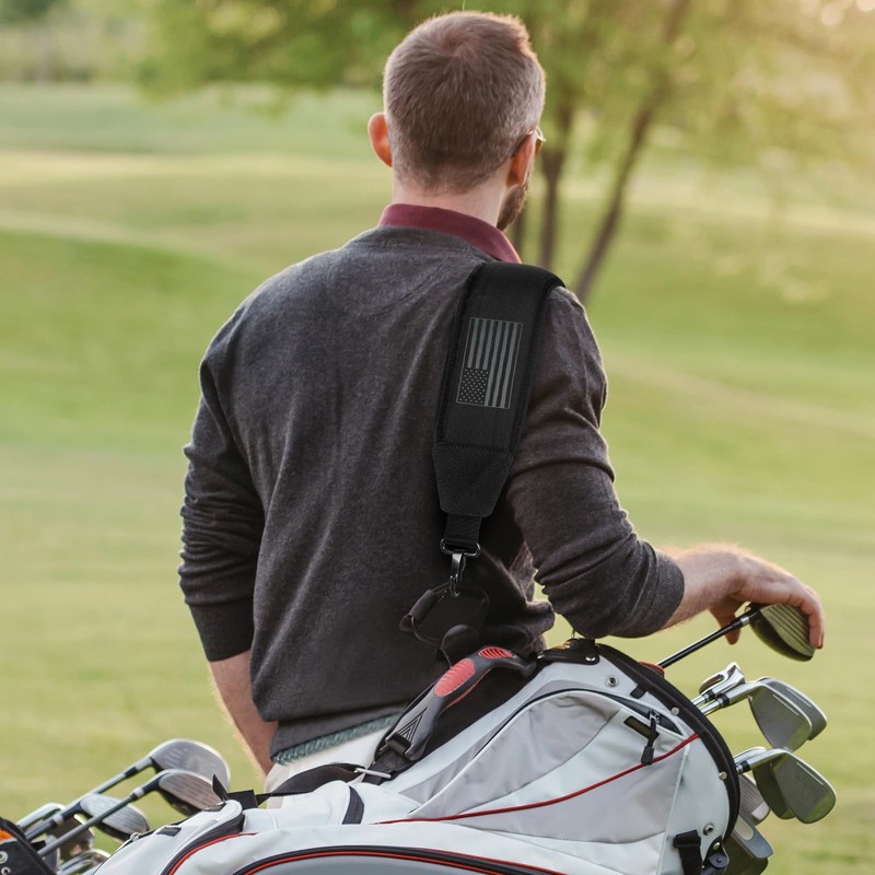 LZFAN Golf Bag Shoulder Strap, Single Padded Adjustable Straps Universal