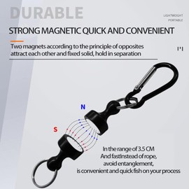 GANPUB Black Fishing Strongest Magnetic Net Release Magnet Clip Holder Retractor, Quick Release Keychain with Super Strong Magnet, Fly Fishing Magnetic Buckle Fishing Equipment,Accessories