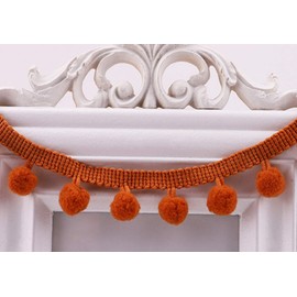 20 Yards Pom Fringe Trim,Soft Pompoms Ribbon for Women,4/5inch Wide Mini Ball Tassel Fabric Lace for Clothing Pillow Quilt Curtain Hat DIY Sewing Craft(Brown)