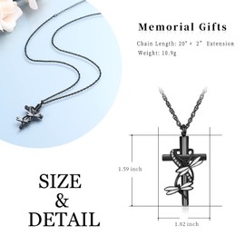 QGJNSGC Dragonfly Urn Necklace for Ashes Cross Infinity Cremation Jewelry Crystal Ashes Pendant Stainless Steel Keepsake Memorial Urn Jewelry for Women Men Gifts, Stainless Steel, Crystal