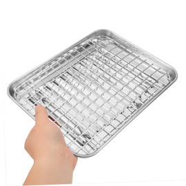 Alipis Stainless Steel Baking Pan Set Racks Roasting Baking Oil-draining Snack Storage