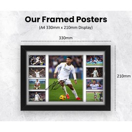 Jude Bellingham Signed Poster Print | Limited Edition Autograph Fan Gift | Collectible Memorabilia Merchandise - Gift for Football Enthusiasts (Framed A4 (30x21cm))