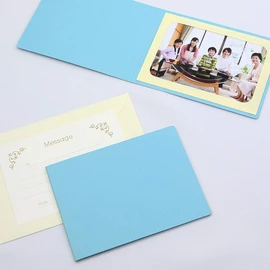 Yamadaya Hataya Blank Cover Photo Mount 2L Size (5.0 x 7.0 inches (127 x 178 mm) 1 Side Side (With Envelope, Message Card: Ivy) (Blue)