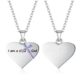 AILAAILA Iam a Child of God Cross Necklace for Women Girls - Heart Bible Verse Baptism Gifts First Communion Gifts for Girls Christian Jewelry for Goddaughters