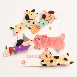 HIDERME Korean Animal Hair Clip | Loose Dog & Cat Motif Hair Clip, Party Design, For Kids to Adults, Girls, Hair Accessories, Kids & Children, Size Fits Parents and Children, Matching